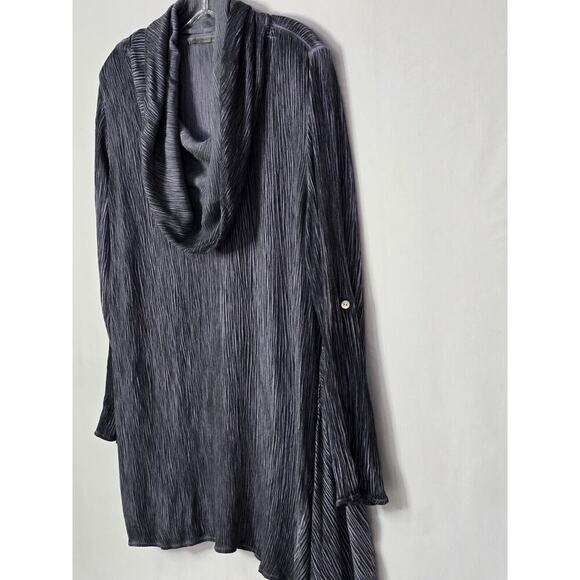 Soft Surroundings Blue Asymmetrical Gauze Tunic Top Cowl Neck Petite Large EUC - Picture 2 of 7